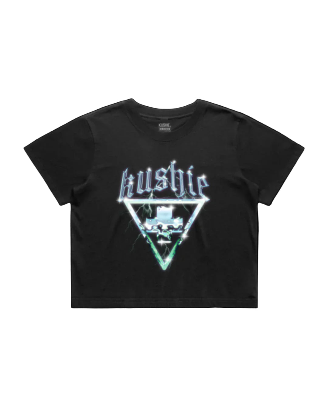 KUSHIE WOMENS CHROME CROP T-SHIRT