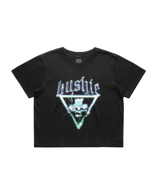 KUSHIE WOMENS CHROME CROP T-SHIRT