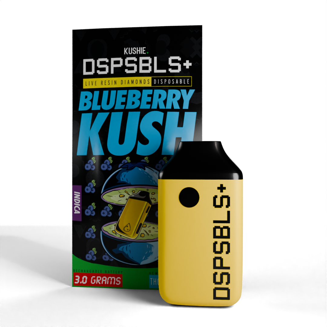 Blueberry Kush (Indica) DSPSBLS+ 3G HEMP THCA Live Resin Diamonds All In One